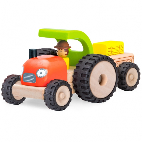 Drewmax 4379 - Dřevěný traktor s vlekem a nákladem 11*20*9 cm 