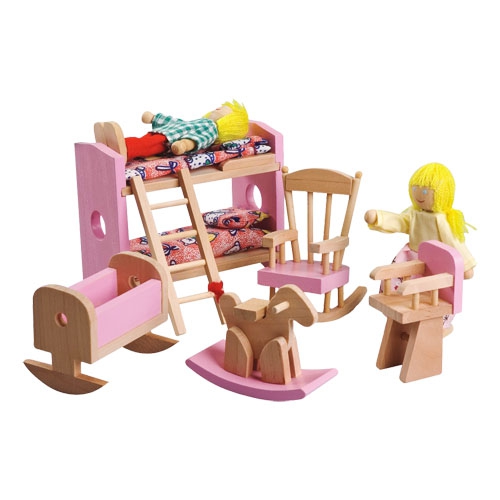 Dřevěný nábytek pro panenky - Dětský pokoj