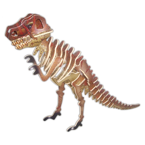 Dřevěné 3D puzzle - Tyrannosaurus barevný