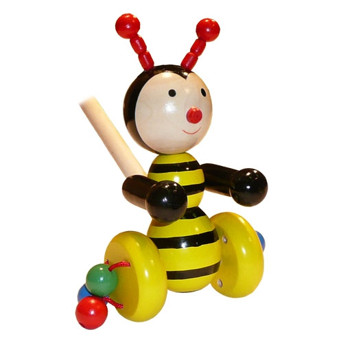 Dřevěná hračka na tyči - Včelka