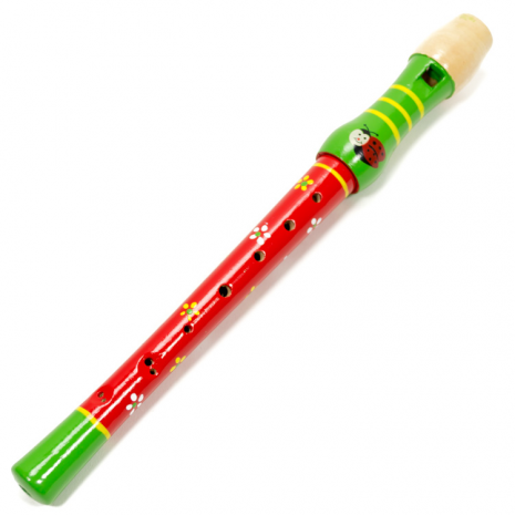 Dřevěná flétna velká červená s beruškou