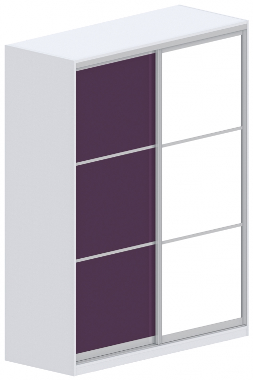 Šatní skříň s posuv. dveřmi, zrcadlo 160x62x205cm - Brilliant white