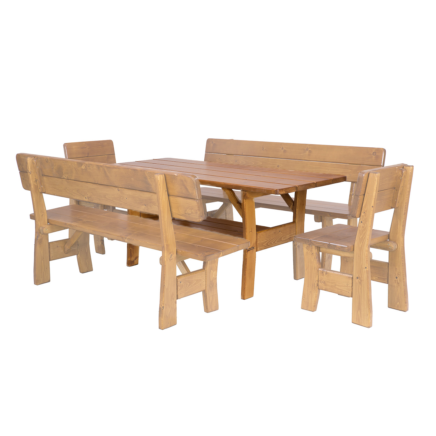 HUGO - zahradní stůl ze smrkového dřeva, lakovaný 180x81x80cm - Dub lak