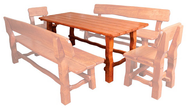 Zahradní stůl z masivního olšového dřeva, lakovaný 200x80x75cm - Olše přírodní