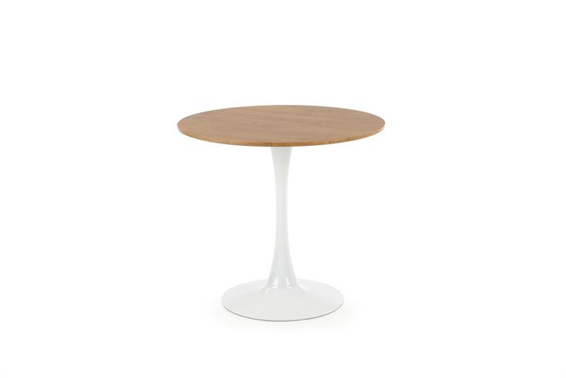 Kulatý jídelní stůl Sting 80x73cm - Bílá/dub zlatý